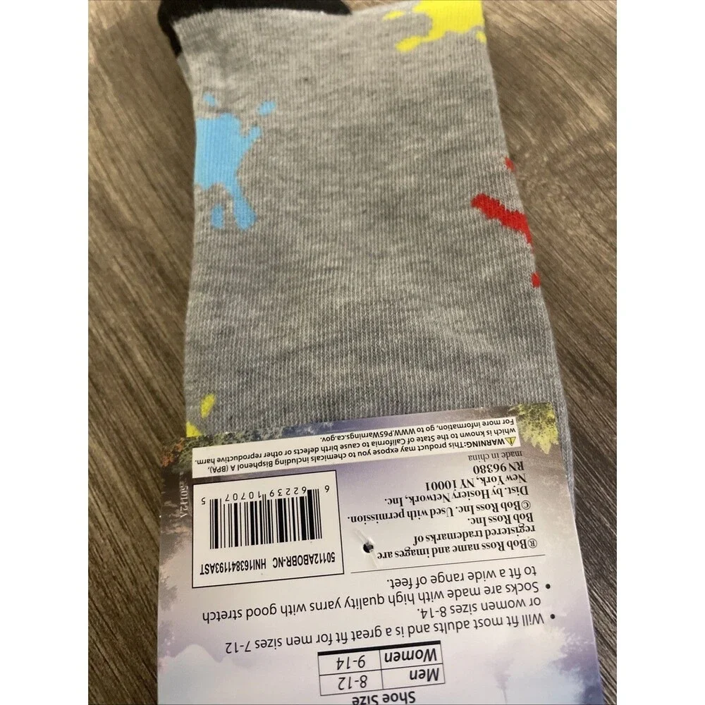 Bob Ross Socks -Joy of Painting -  1 Pair Happy Little Accidents One Size